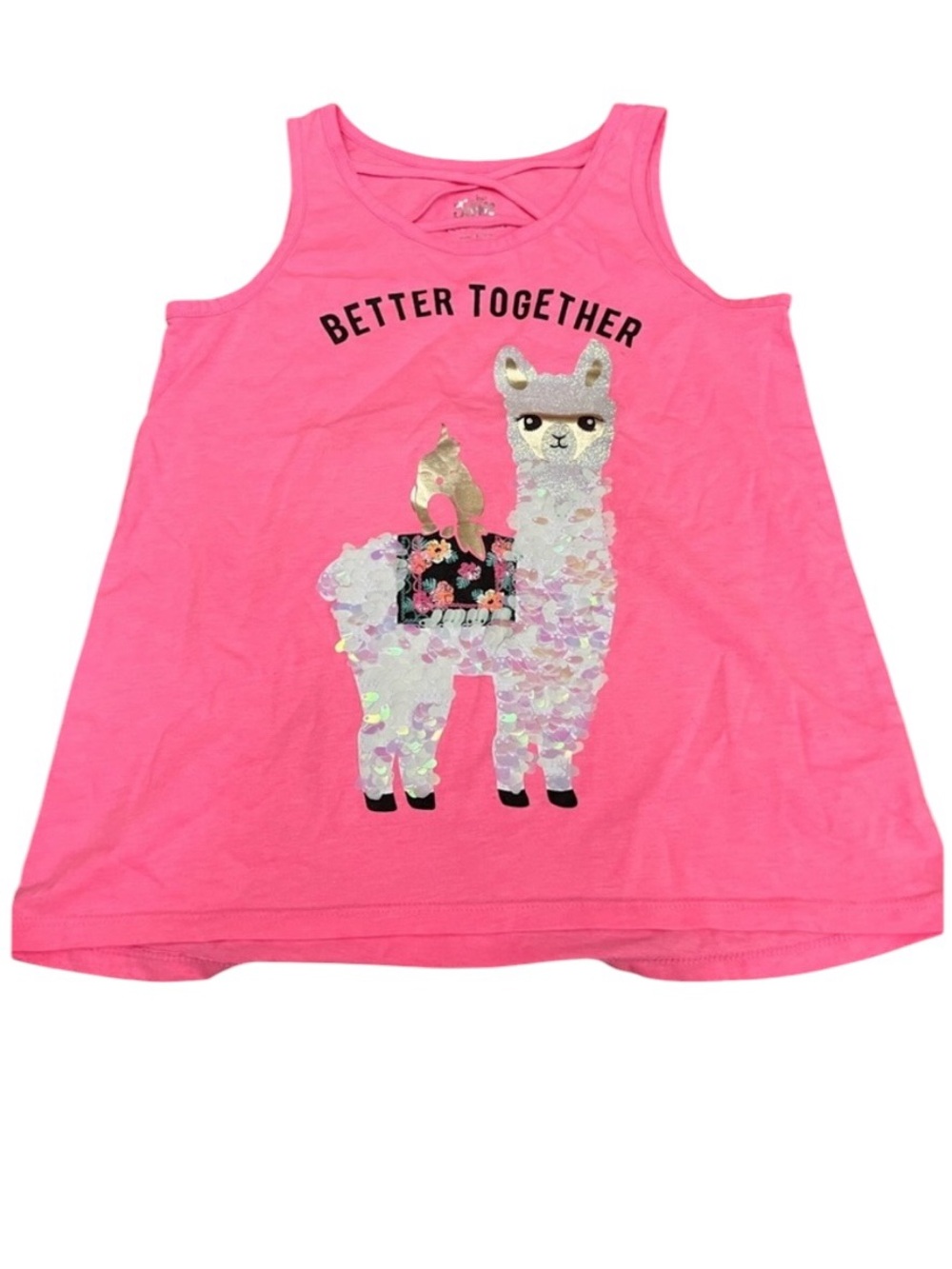 Justice Bright Pink Llama Tank Top youth size 12